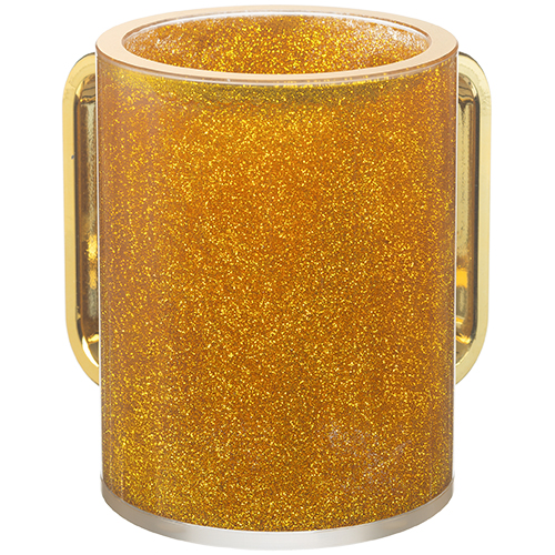 Perspex Clear Washing Cup 13 cm - Gold Glitter and Matte Gold Handles