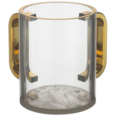 Lucite Clear Washing Cup 11 cm - Gold Handles