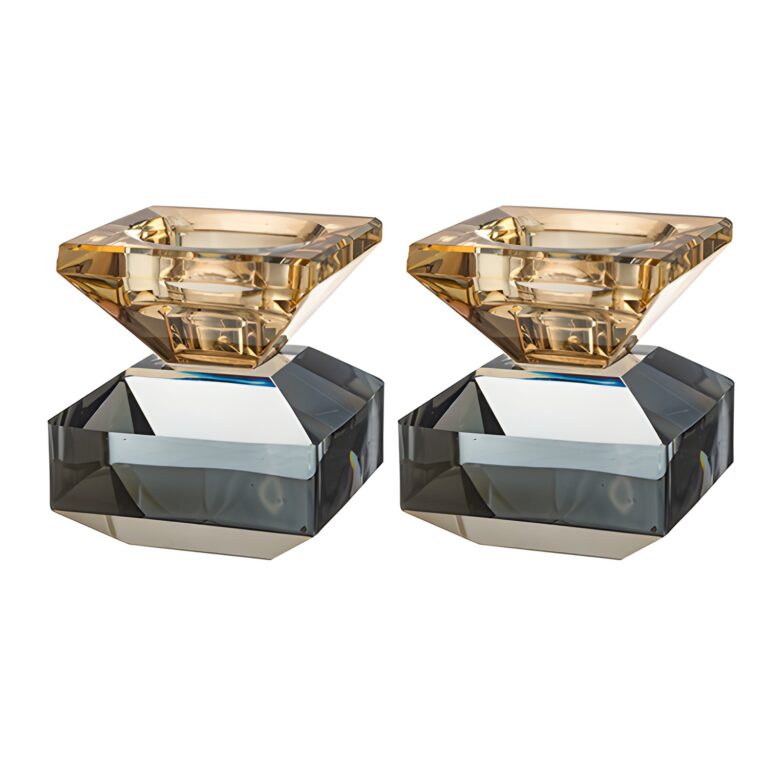 Pair of Crystal Elegant Candlesticks 7 cm