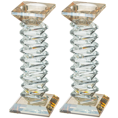 Pair of Crystal Elegant Candlesticks 17.5 cm