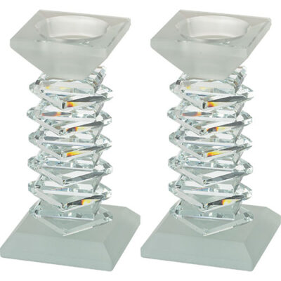 Pair of Crystal Elegant Candlesticks 14 cm