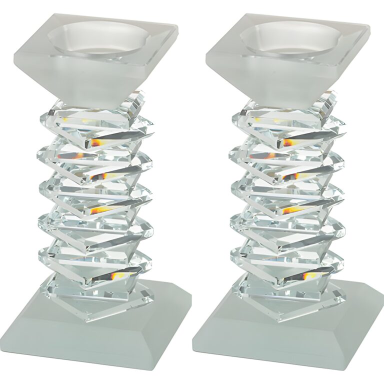 Pair of Crystal Elegant Candlesticks 14 cm