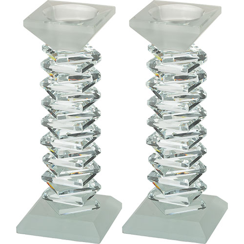 Pair of Crystal Elegant Candlesticks 17.5 cm