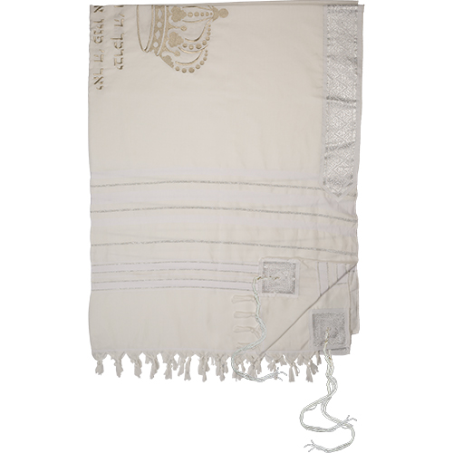 TALLIT MOFET SIZE 50 - 120X170 CM SILVER STRIPES