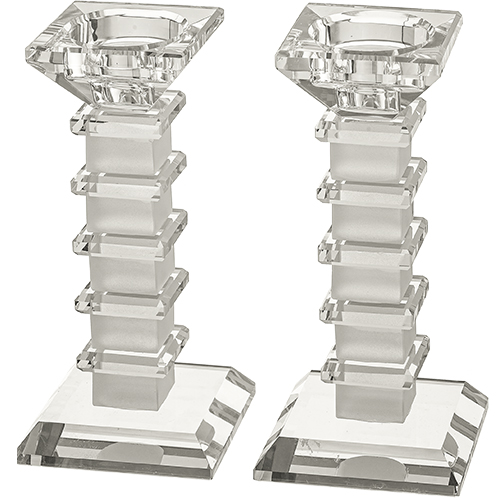 Pair of Crystal Elegant Candlesticks 16 cm