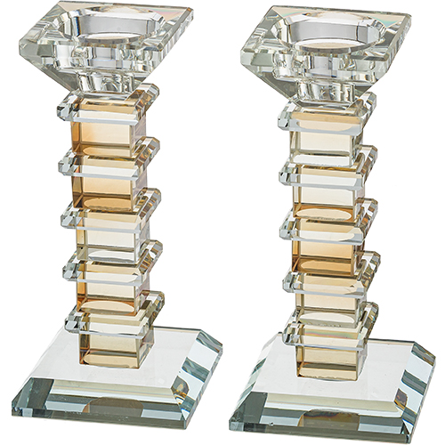 Pair of Crystal Elegant Candlesticks 16 cm