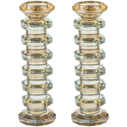 Pair of Crystal Elegant Candlesticks 22.5 cm