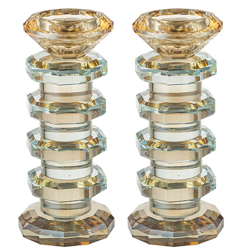 Pair of Crystal Elegant Candlesticks 16.5 cm