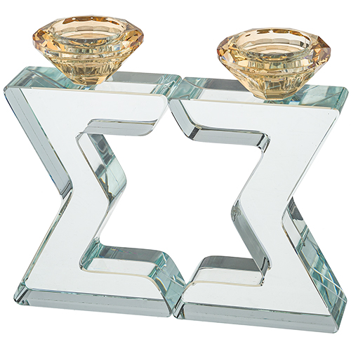 Crystal Magen David Candlesticks 17 cm