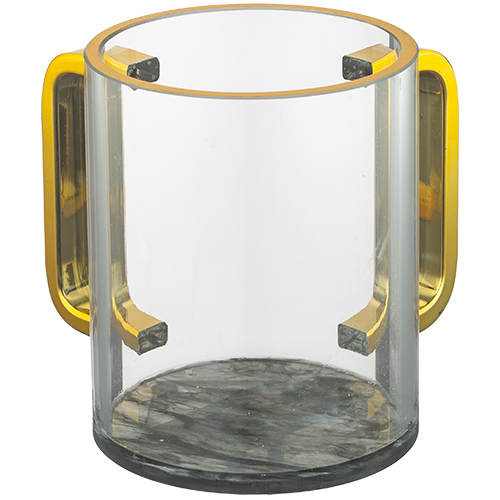 Perspex Clear Washing Cup 11 cm - GOLD Handles