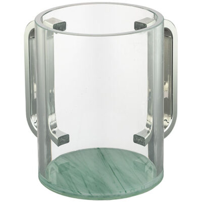 Lucite Clear Washing Cup 13 cm - Silver Handles