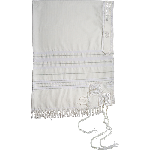 TALLIT MOFET SIZE 60 - 140X185 CM SILVER STRIPES