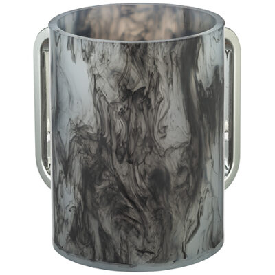 Lucite Clear Washing Cup 13 cm - Marble - Silver