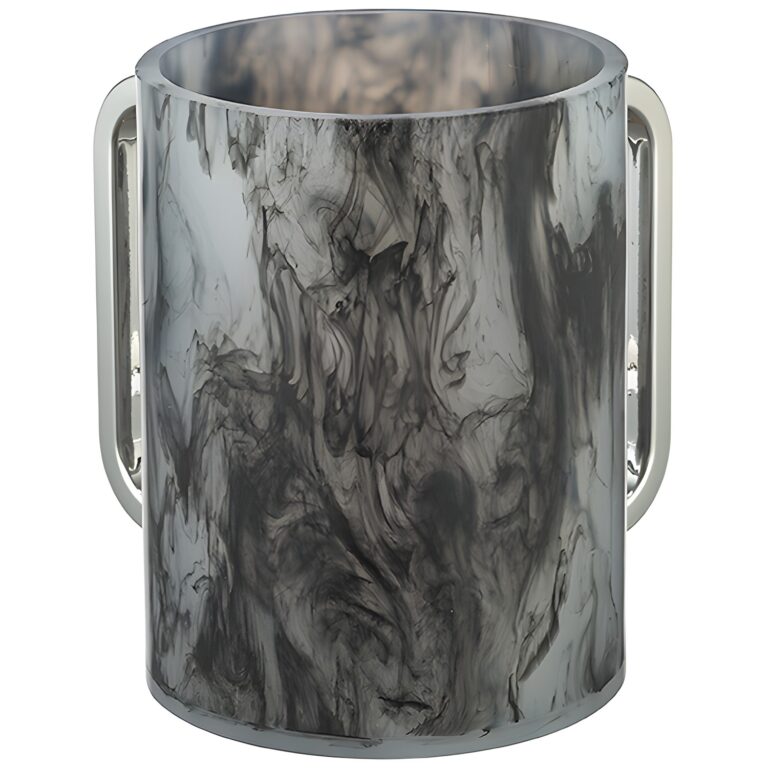 Lucite Clear Washing Cup 13 cm - Marble - Silver