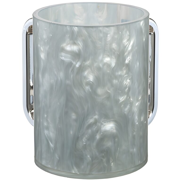 Lucite Clear Washing Cup 13 cm - Marble - Silver