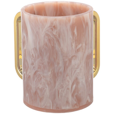 Lucite Clear Washing Cup 13 cm - Marble - Gold
