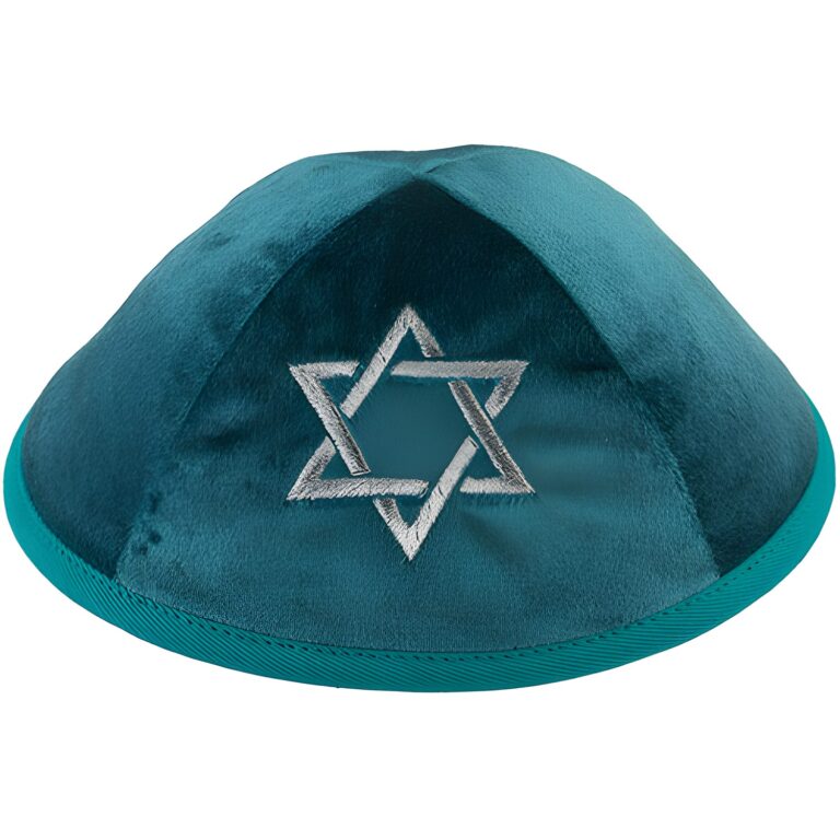 Velvet Kippah with Embroidery Size 4- Green