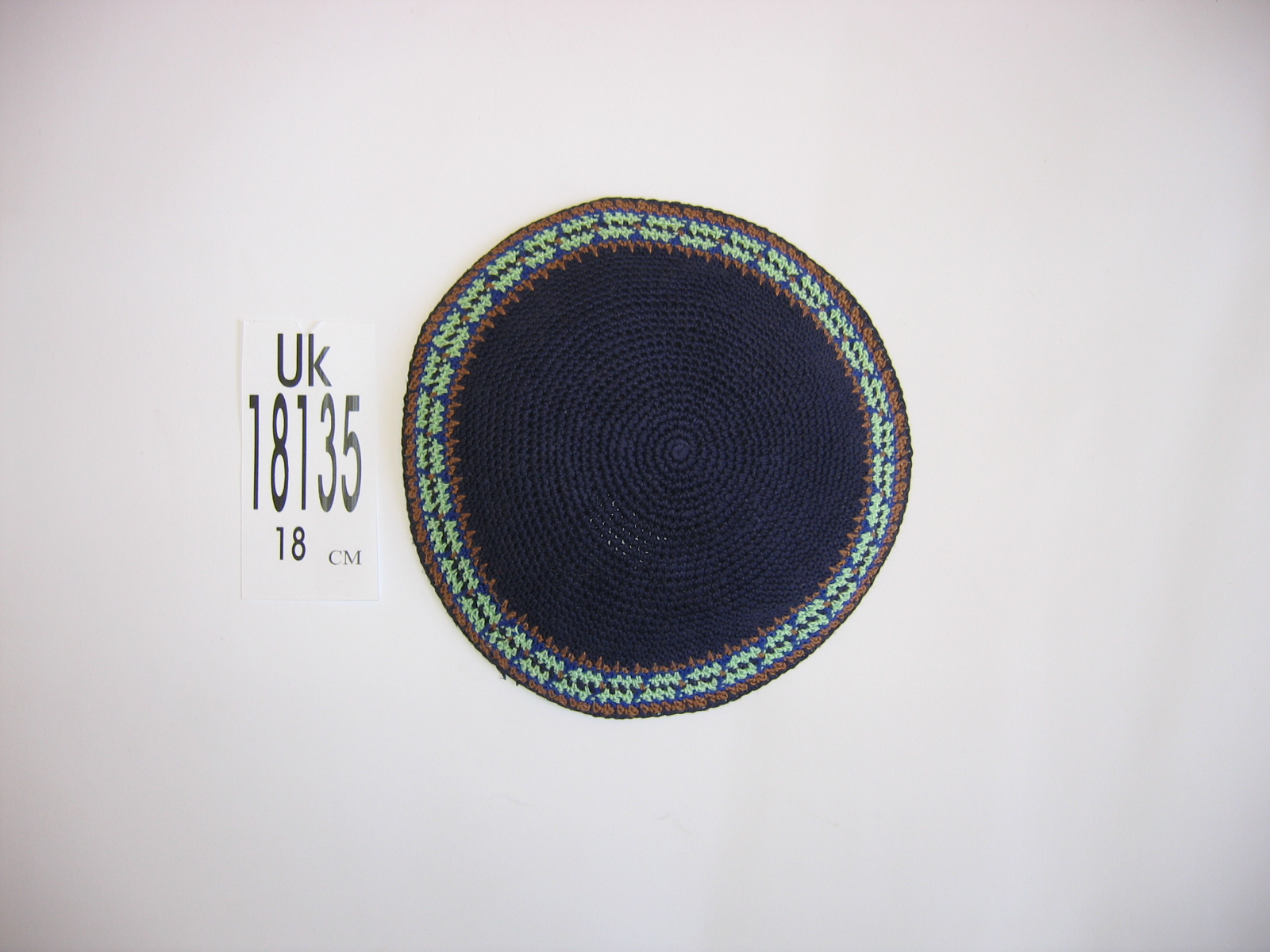 Linen Kippah With Embroidery 19 cm