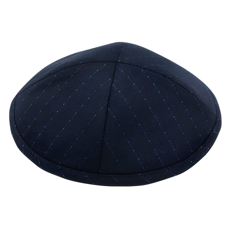 Fabric Kippah 17 cm- Blue with Stripes