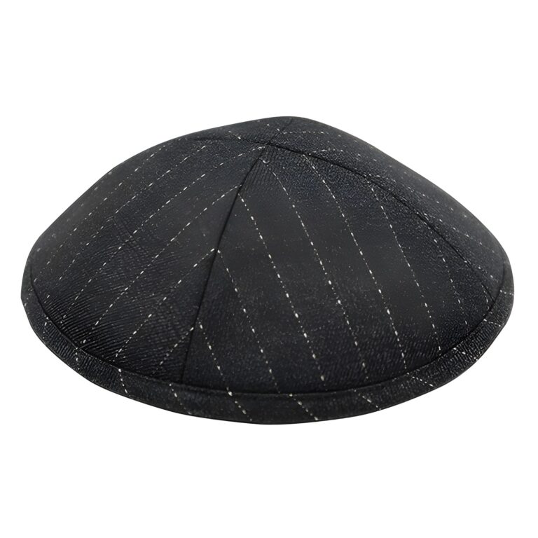 Fabric Kippah 17 cm- Black with Stripes