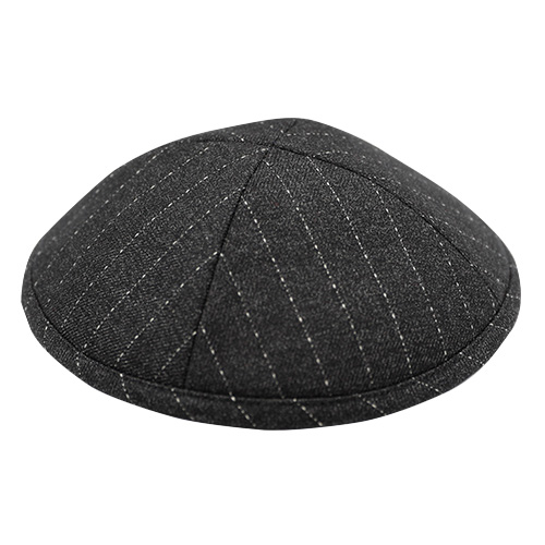 Fabric Kippah 17 cm- Black with Stripes