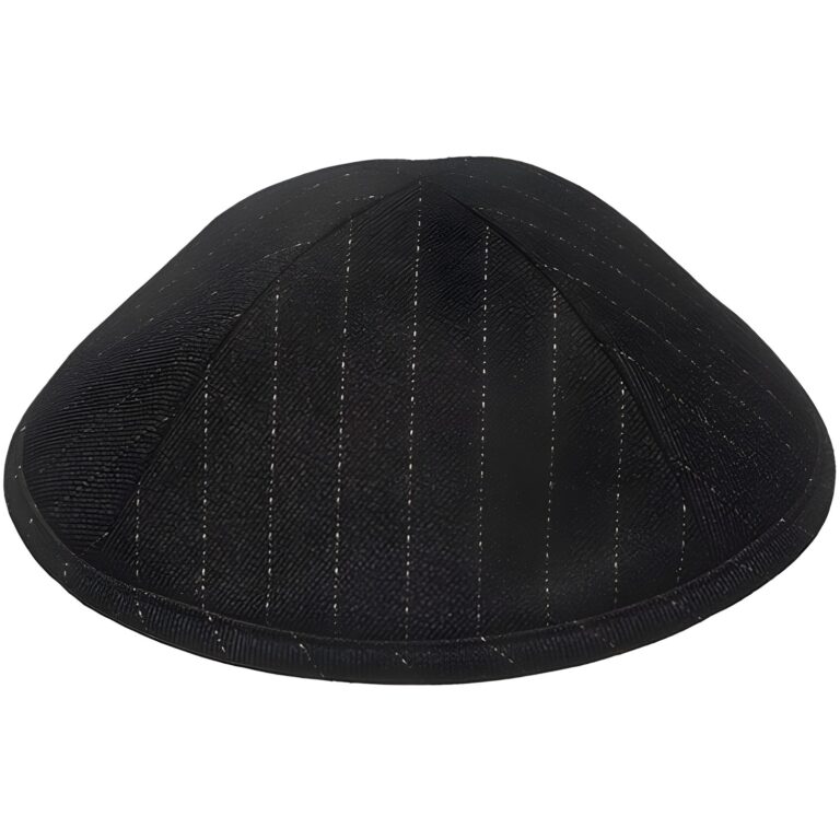 Fabric Kippah 19 cm- Black with Stripes