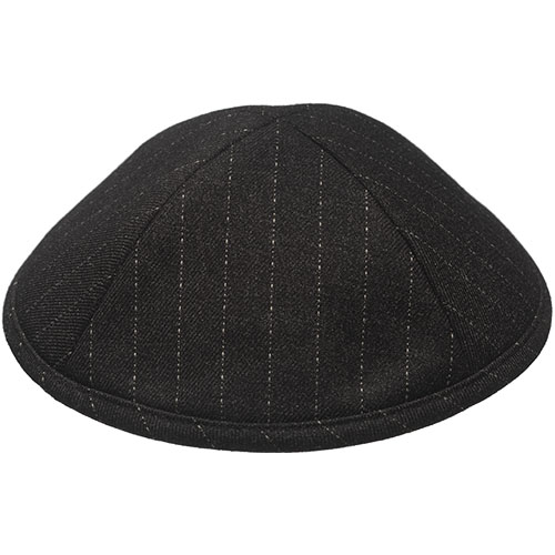 Fabric Kippah 19 cm- Black with Stripes