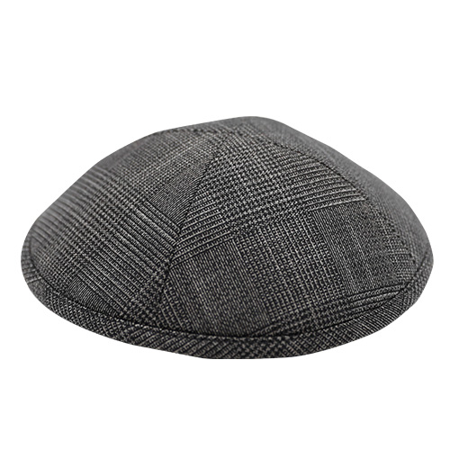 Fabric Kippah 17 cm- Gray with Stripes