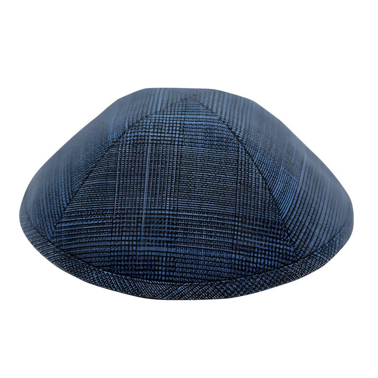 Fabric Kippah 17 cm- Dark Blue with Stripes