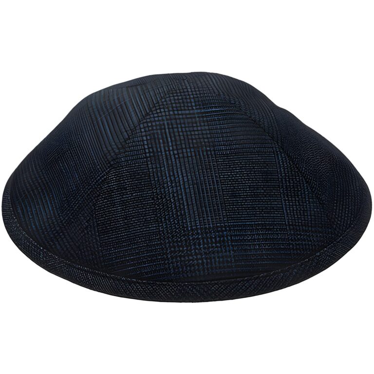 Fabric Kippah 19 cm- Dark Blue with Stripes