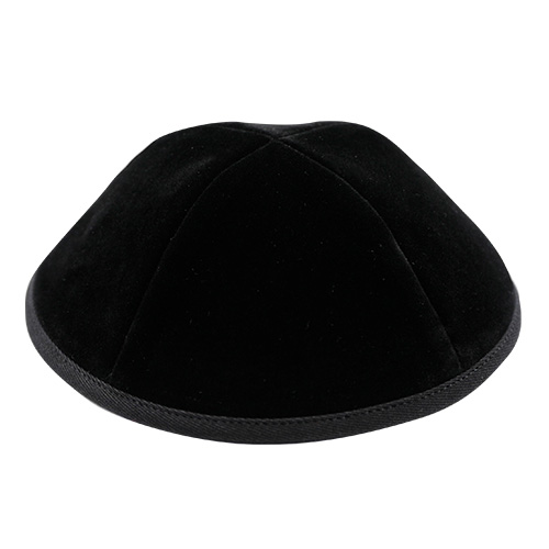 Black Velvet Kippah 16 cm- 4 Parts with Rim