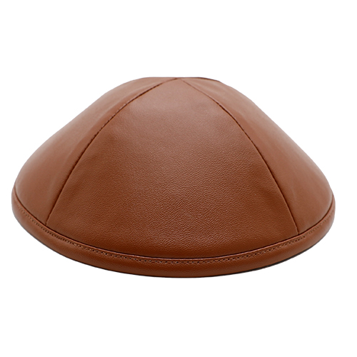 Leatherette Kippah 19 cm- Brown