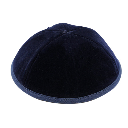 Blue Velvet Kippah 19 cm- 4 Parts with Rim