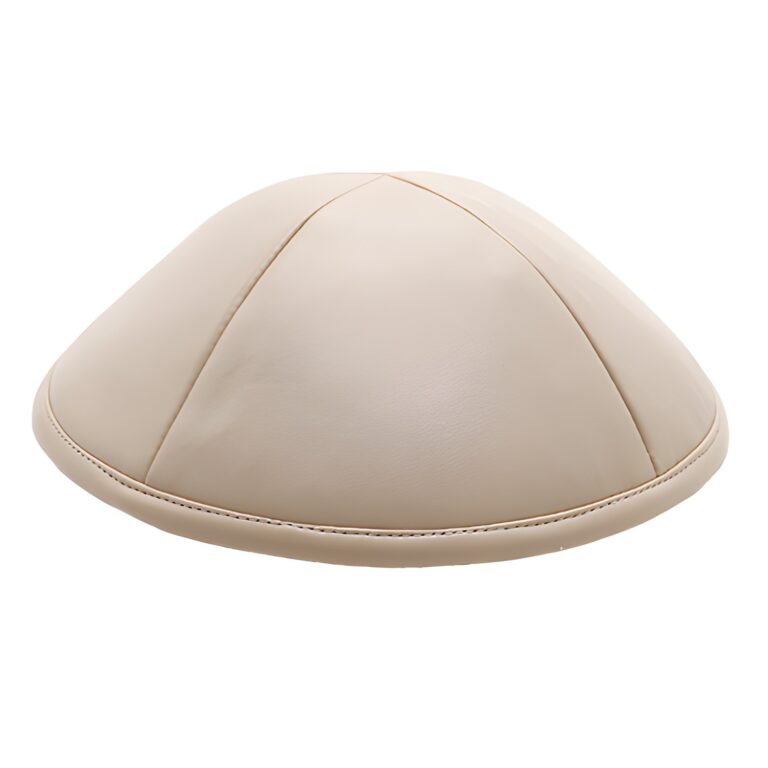 Leatherette Kippah 19 cm- White