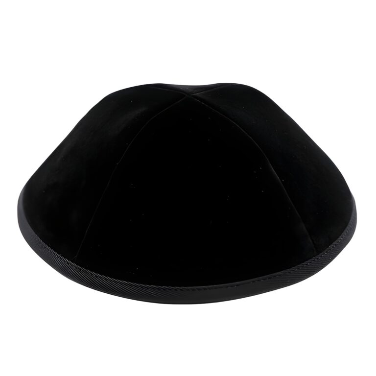 Black Velvet Kippah Size 7- 4 Parts with Rim