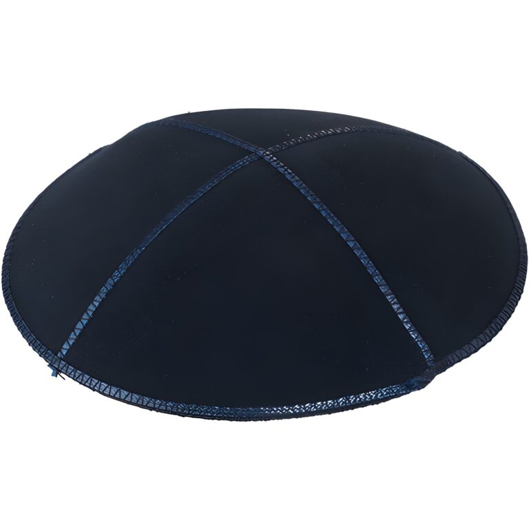 Leather Kippah "Artman" 14 cm- Blue