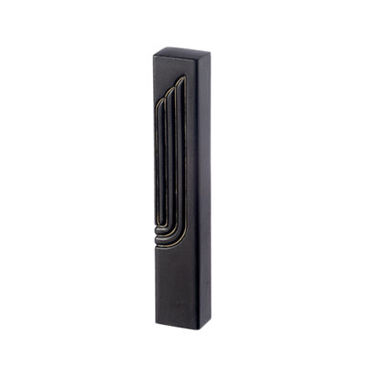 Black Polymer Mezuzah 12 cm- Golden "Shin"
