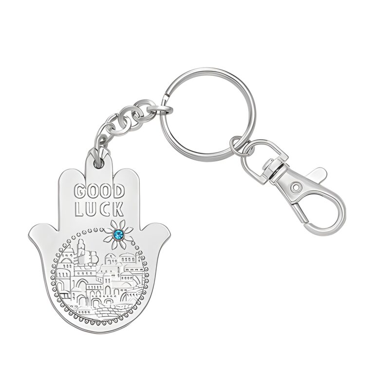 Metal Keyholder Hamsa "Good Luck" 5.5 cm - Nickel