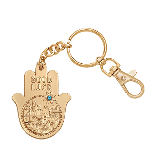 Metal Key Holder Hamsa "Good Luck" 5.5 cm - Gold