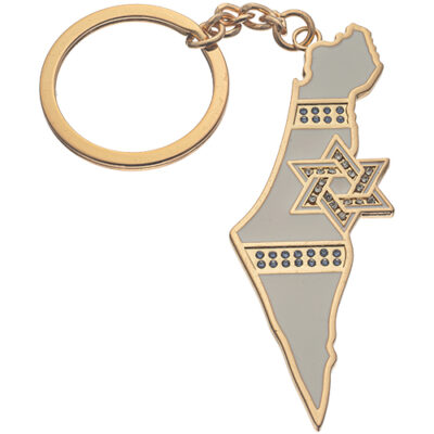 מחזיק מפתחות עם אינליי אבן 5 ס"מ - זהב