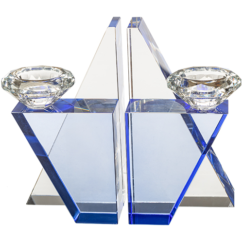 Crystal Magen David Candlesticks 17 cm