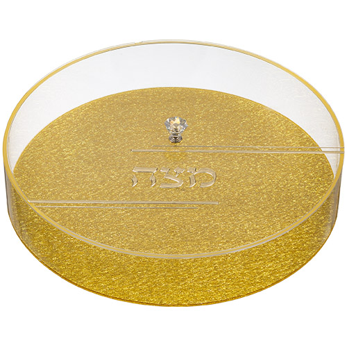 Perspex Round Matzah Box with Glitter 36 Cm