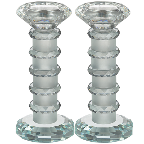 Pair of Crystal Elegant Candlesticks 15.5 cm