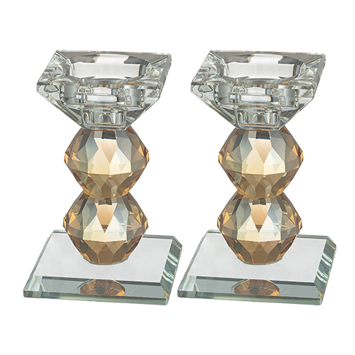 Pair of Crystal Elegant Candlesticks 10.5 cm