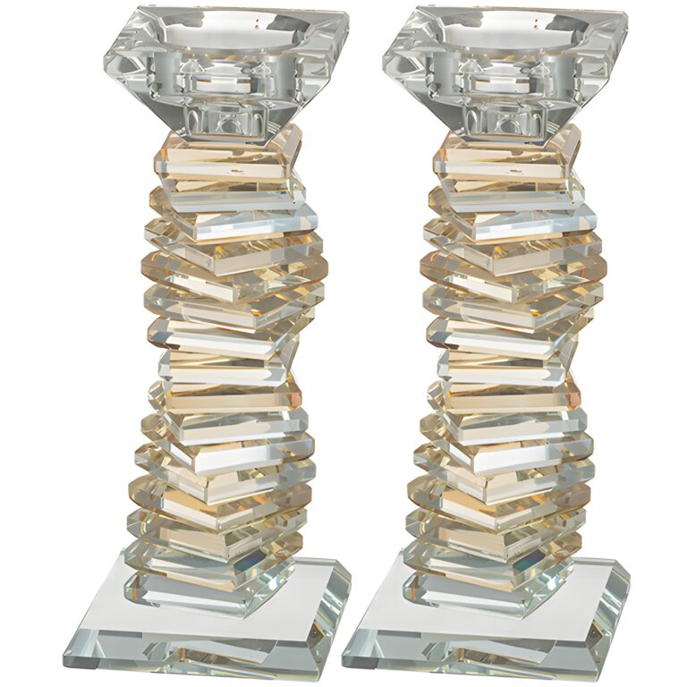 Pair of Crystal Elegant Candlesticks 16.5 cm