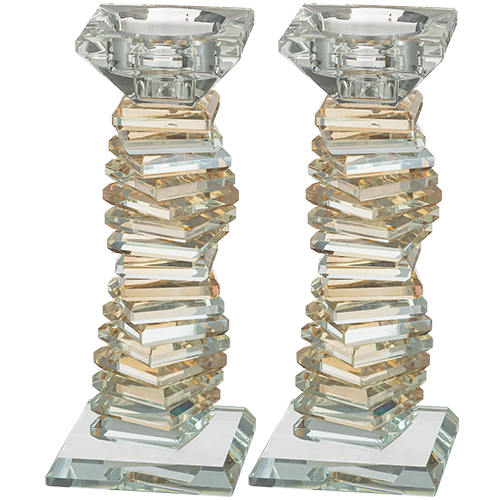 Pair of Crystal Elegant Candlesticks 16.5 cm