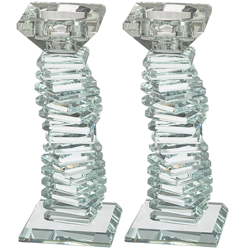 Pair of Crystal Elegant Candlesticks 16.5 cm