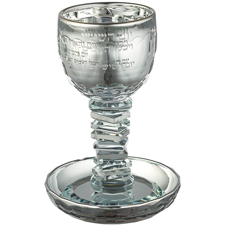 Crystal Kiddush Cup "Blessing" 16 cm Contain 100ml // 3.4oz - Silver