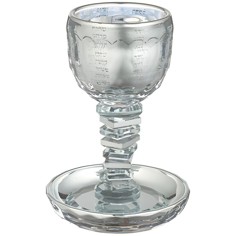 Crystal Kiddush Cup "the Bible Rivers" 16 cm Contain 100ml // 3.4oz - Silver