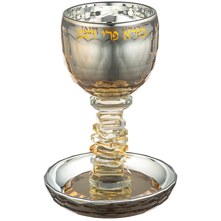 Crystal Kiddush Cup 16 cm Contain 100ml // 3.4oz - Gold